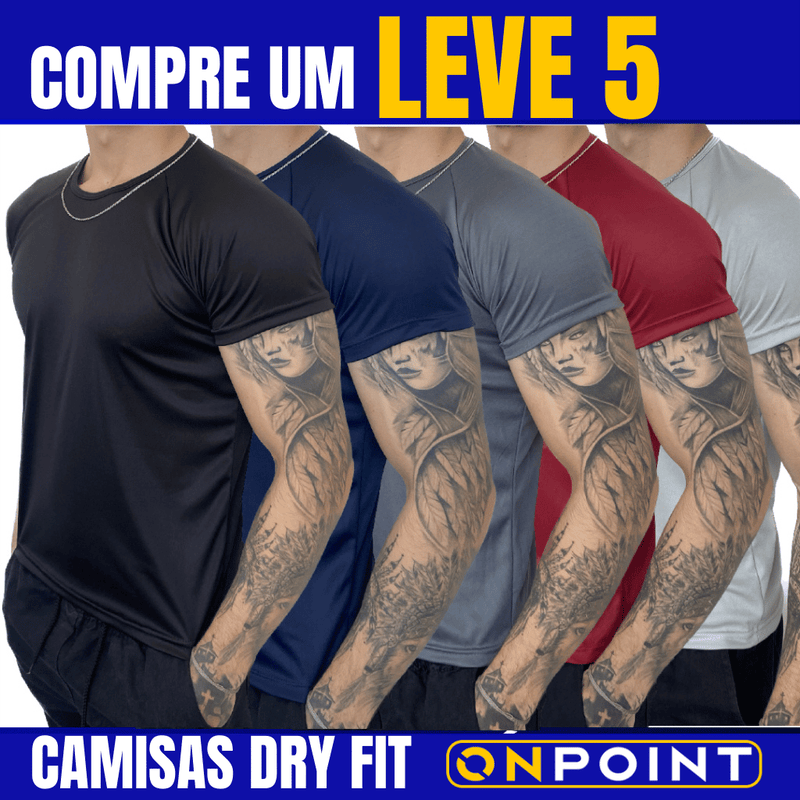 Compre um LEVE CINCO! Camisetas Dry Fit Masculina - Casual - Treino - Academia - Esportes - Exercícios - Corrida